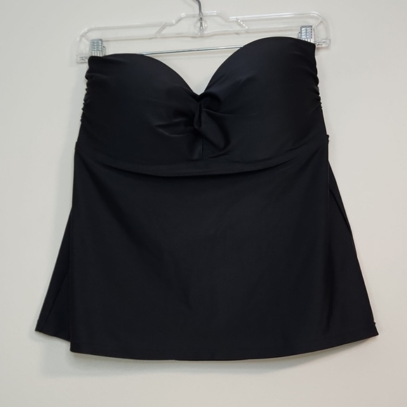 Catalina Black Strapless Twist Front Bandeau Tankini Top, Size XL ~ EUC - Picture 4 of 8